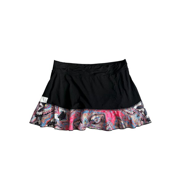 SOFIBELLA Black Ruffle Multicolor Paisley Tennis Pickleball Skort Size Large - Picture 7 of 10